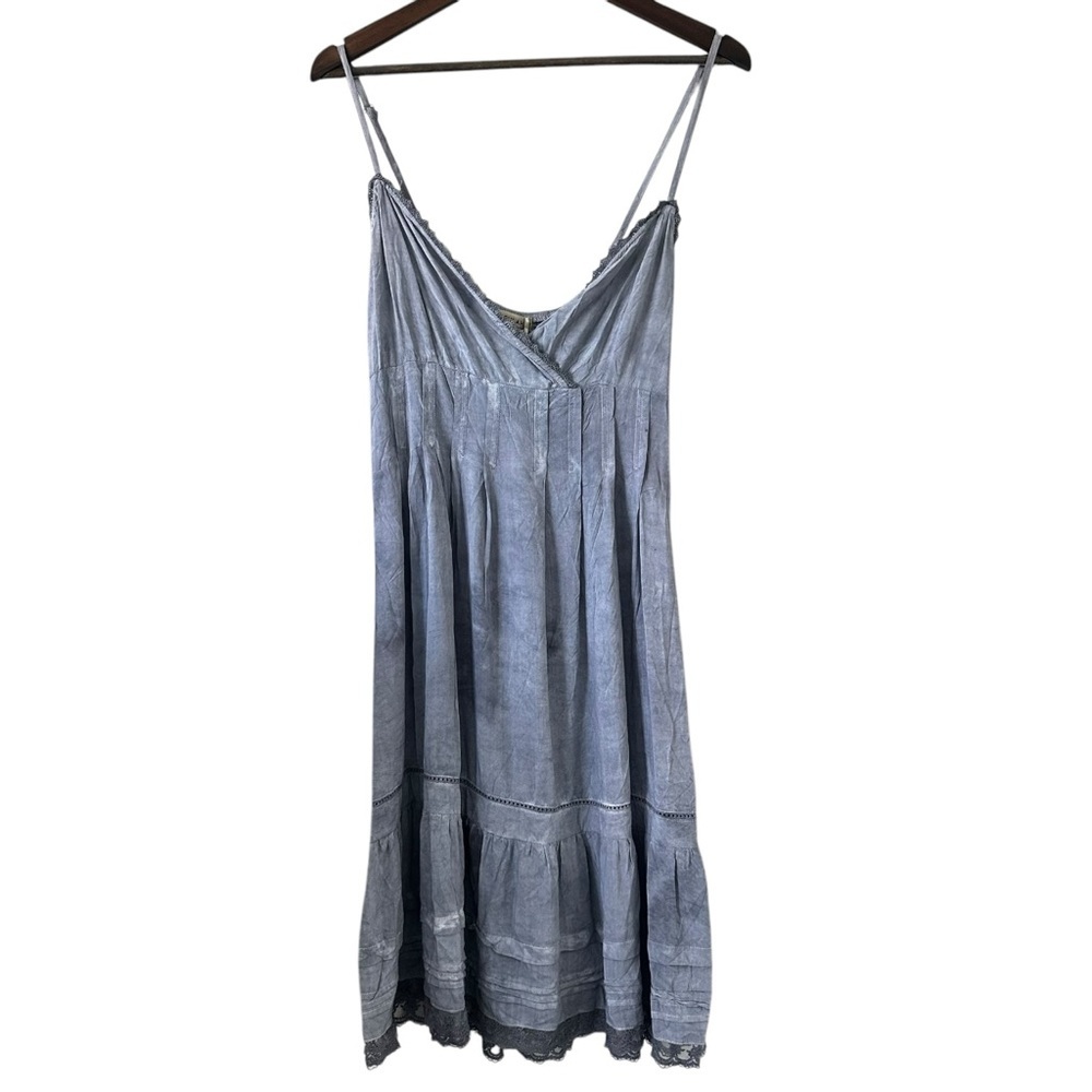 Beulah y2k lace trim baby doll Light Blue Sleeveless Dress‎ sz Small